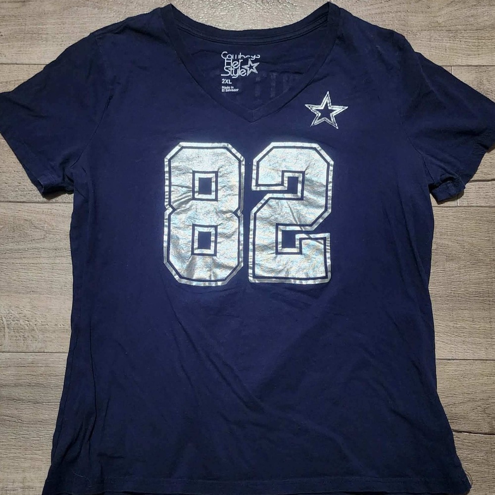 Dallas Cowboys Jason Witten 82 Womens T-Shirt Navy Blue V-Neck Size 2XL NFL